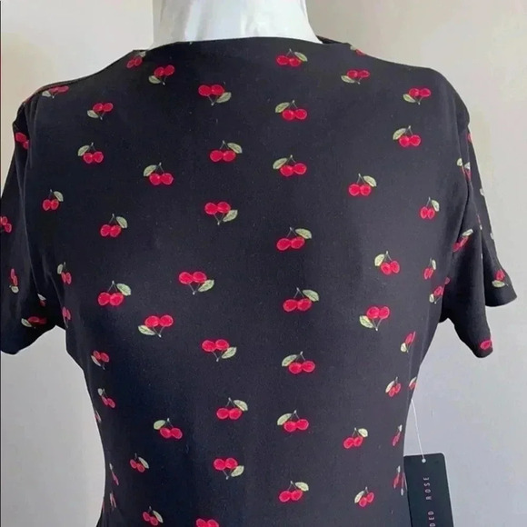 Faded Rose Short Sleeve Lace-up back Bodycon dress​​ - Picture 3 of 11